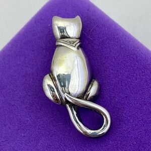 💛 Authentic Jezlaine .925 Silver Cat Brooch | Sleek Minimalist Cat Pendant